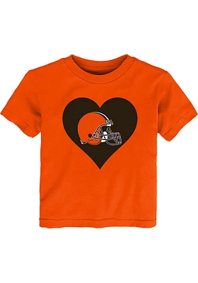 Cleveland Browns Toddler Girls Orange Heart Short Sleeve T-Shirt