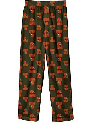Cleveland Browns Boys Brown All Over Logo Sleep Pants