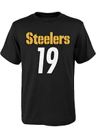 JuJu Smith-Schuster Pittsburgh Steelers Youth Black Mainliner Name and Number Player Tee
