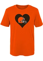 Cleveland Browns Girls Orange Heart Short Sleeve T-Shirt