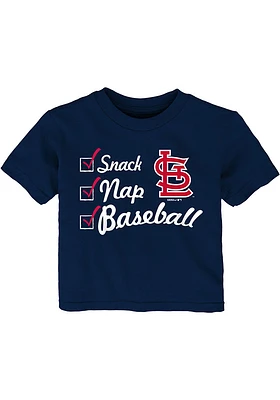 St Louis Cardinals Infant Snack Nap Short Sleeve T-Shirt Navy Blue