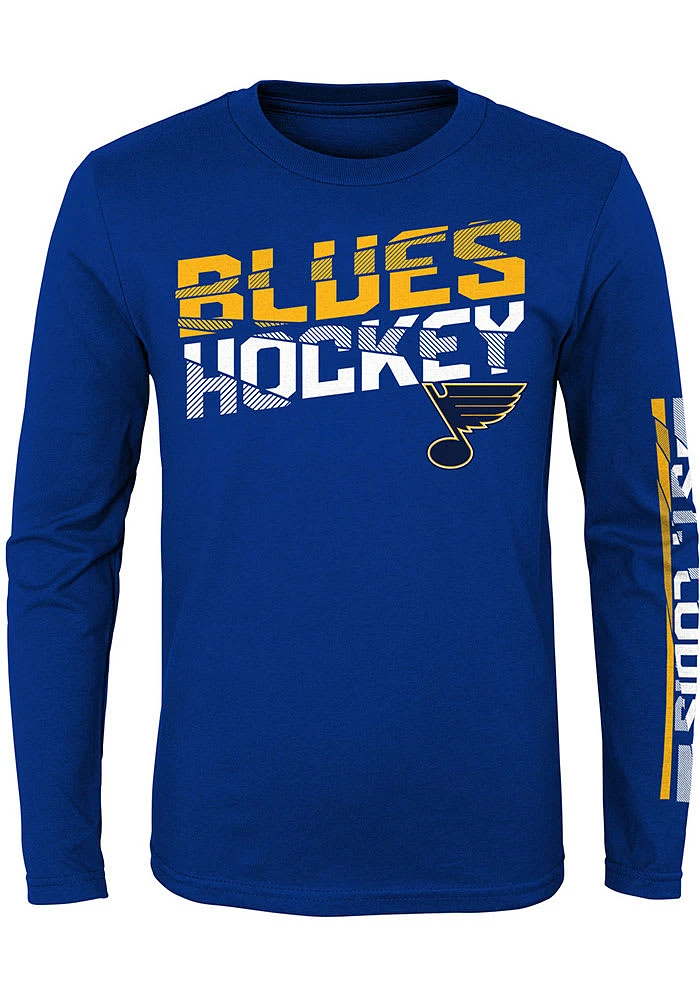 St Louis Blues Youth Blue Break Lines Long Sleeve T-Shirt