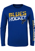 St Louis Blues Youth Blue Break Lines Long Sleeve T-Shirt