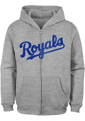 Kansas City Royals Youth Grey Wordmark Long Sleeve Full Zip Jacket