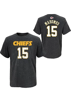 Patrick Mahomes Kansas City Chiefs Youth Charcoal Name and Number Player Tee