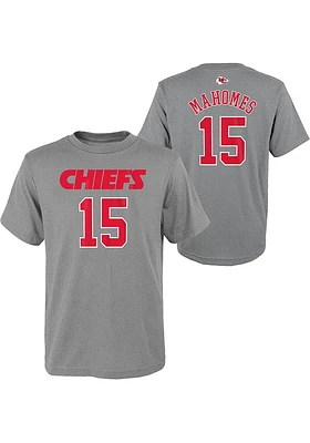 Patrick Mahomes Kansas City Chiefs Youth Grey Name and Number Player Tee