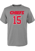 Patrick Mahomes Kansas City Chiefs Youth Grey Name and Number Player Tee