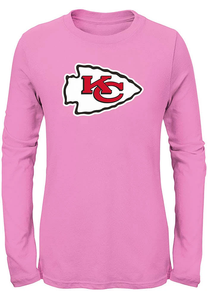 Kansas City Chiefs Girls Pink Primary Long Sleeve T-shirt