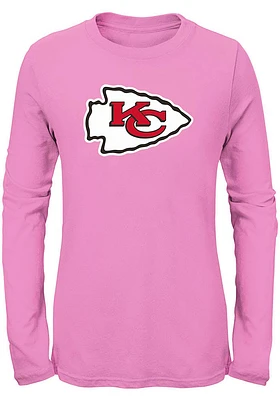 Kansas City Chiefs Girls Pink Primary Long Sleeve T-shirt