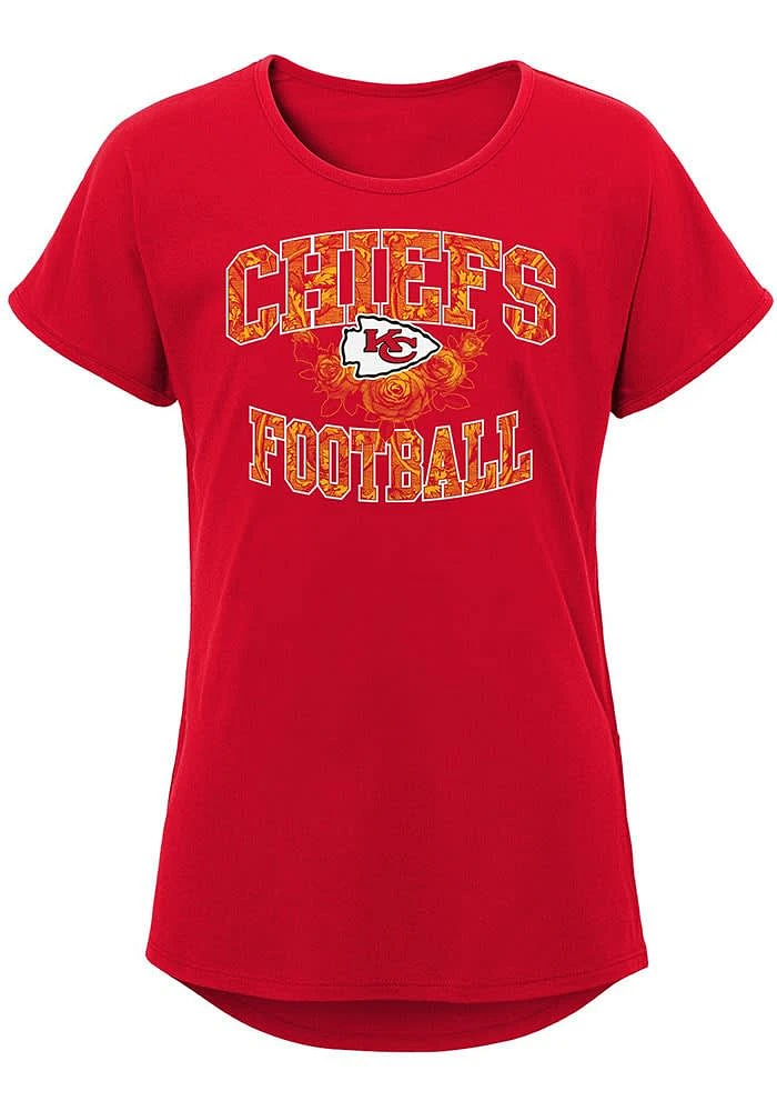Kansas City Chiefs Girls Red Flower Power Short Sleeve Tee