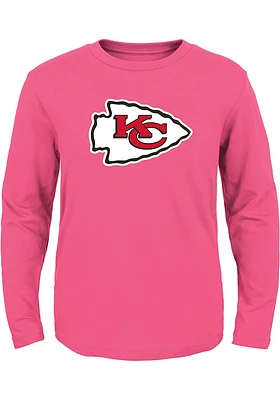 Kansas City Chiefs Toddler Girls Pink Primary Logo Long Sleeve T Shirt