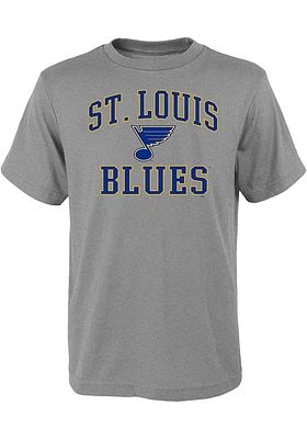 St Louis Blues Youth Grey Arch Mascot Short Sleeve T-Shirt