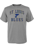 St Louis Blues Youth Grey Arch Mascot Short Sleeve T-Shirt