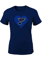 St Louis Blues Girls Navy Blue Heart Short Sleeve Tee