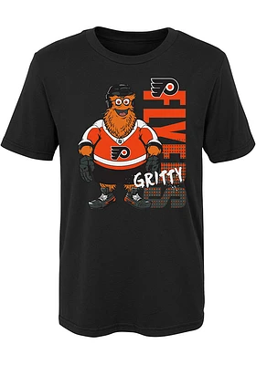 Gritty  Outer Stuff Philadelphia Flyers Boys Black Tag It Short Sleeve T-Shirt