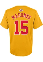 Patrick Mahomes Kansas City Chiefs Youth Gold Name and Number Player Tee