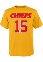 Patrick Mahomes Kansas City Chiefs Youth Gold Name and Number Player Tee