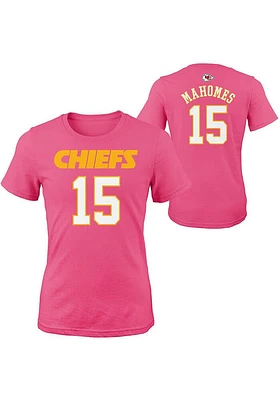 Patrick Mahomes Kansas City Chiefs Girls Pink Name and Number Short Sleeve Player T Shirt