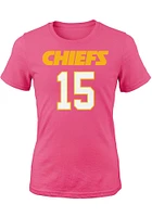 Patrick Mahomes Kansas City Chiefs Girls Pink Name and Number Short Sleeve Player T Shirt