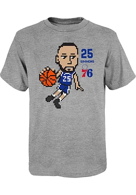 Ben Simmons Philadelphia 76ers Youth Grey Pixel Player Tee