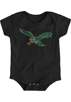 Philadelphia Eagles Baby Black Retro Logo Short Sleeve One Piece