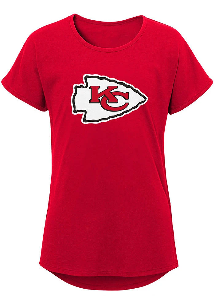 Kansas City Chiefs Girls Red Primary Logo Short Sleeve Tee