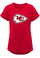 Kansas City Chiefs Girls Red Primary Logo Short Sleeve Tee