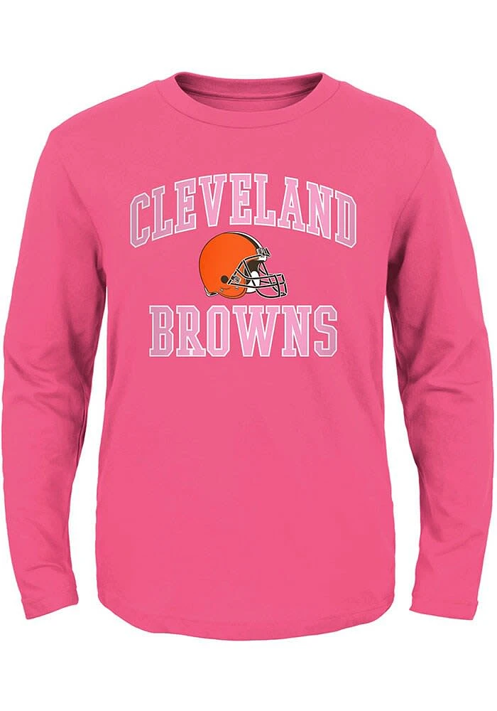 Cleveland Browns Toddler Girls Pink #1 Design Long Sleeve T Shirt