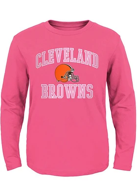 Cleveland Browns Toddler Girls Pink #1 Design Long Sleeve T Shirt