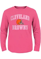Cleveland Browns Toddler Girls Pink #1 Design Long Sleeve T Shirt