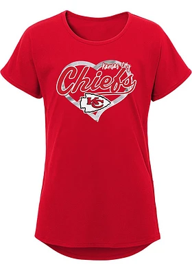 Kansas City Chiefs Girls Red Best Life Dolman Short Sleeve Tee