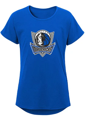 Dallas Mavericks Girls Blue Primary Logo Short Sleeve Tee
