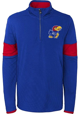 Kansas Jayhawks Youth Blue Field Long Sleeve Quarter Zip Shirt