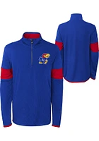 Kansas Jayhawks Youth Blue Field Long Sleeve Quarter Zip Shirt