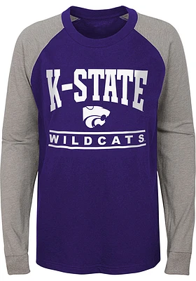 K-State Wildcats Youth Purple Classic Raglan Long Sleeve Fashion T-Shirt