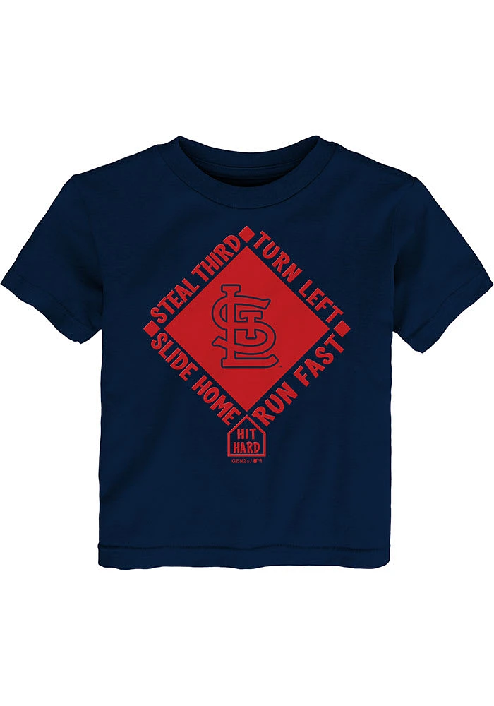 St Louis Cardinals Toddler Navy Blue Hit and Run Short Sleeve T-Shirt