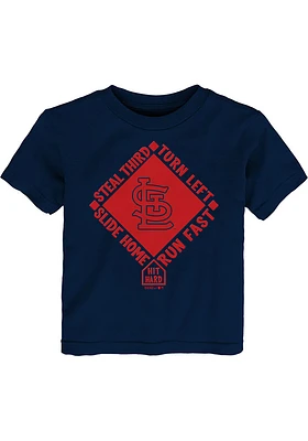 St Louis Cardinals Toddler Navy Blue Hit and Run Short Sleeve T-Shirt