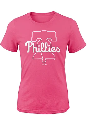 Philadelphia Phillies Girls Pink Primary Logo Design Short Sleeve T-Shirt