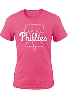 Philadelphia Phillies Girls Pink Primary Logo Design Short Sleeve T-Shirt