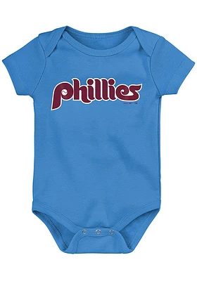 Philadelphia Phillies Baby Light Blue Road Wordmark Short Sleeve One Piece