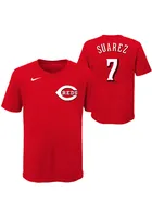 Eugenio Suarez  Cincinnati Reds Boys Red Name Number Short Sleeve T-Shirt