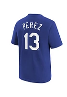 Salvador Perez  Kansas City Royals Boys Blue Name and Number Short Sleeve T-Shirt