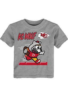 KC Wolf  Outer Stuff Kansas City Chiefs Toddler Grey Game Player Short Sleeve T-Shirt