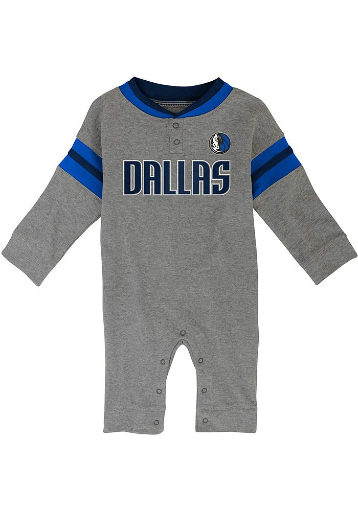 Dallas Mavericks Baby Grey The Defender Long Sleeve One Piece