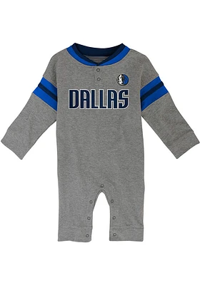Dallas Mavericks Baby Grey The Defender Long Sleeve One Piece