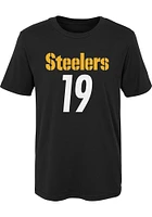 JuJu Smith-Schuster  Pittsburgh Steelers Boys Black Name Number Short Sleeve T-Shirt