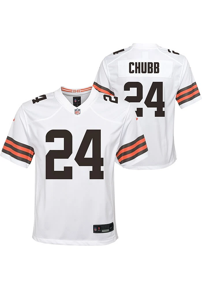 Nick Chubb Cleveland Browns Youth White Nike Replica Game Football Jersey