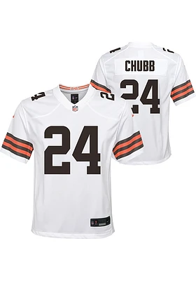 Nick Chubb Cleveland Browns Youth White Nike Replica Game Football Jersey