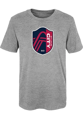 St Louis City SC Boys Grey Primary Logo Design Short Sleeve T-Shirt