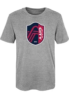 St Louis City SC Boys Grey Primary Logo Design Short Sleeve T-Shirt